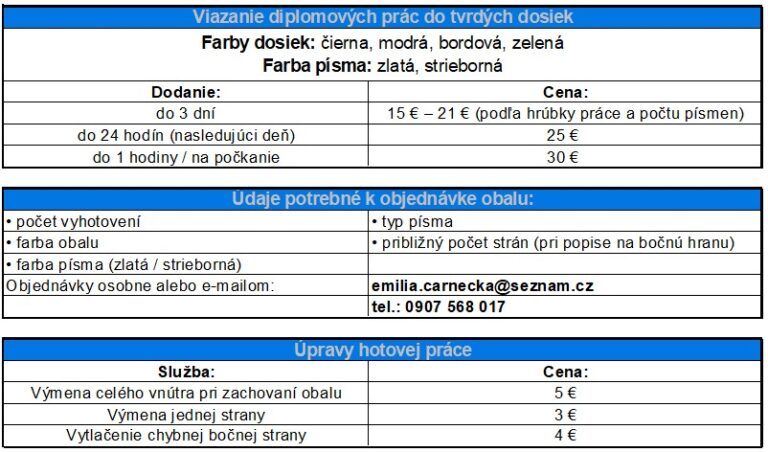 cennik diplomovky